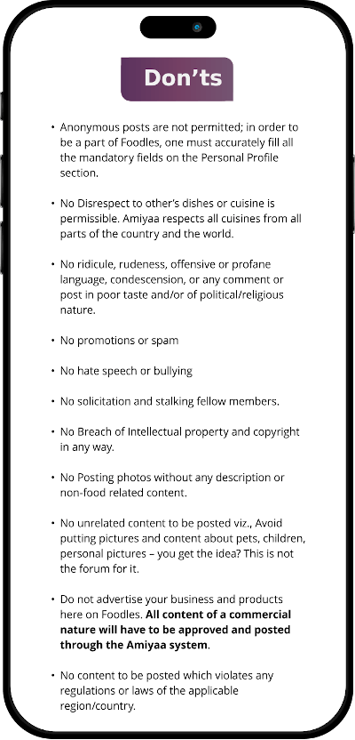Community Guidelines FOODLES don'ts