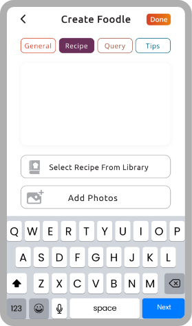 Create Foodle Recipe, Cook Book, Ghar ka khana, Add Photos, Web, Search, Recipes, Save, Library, Share, Foodles Recipes