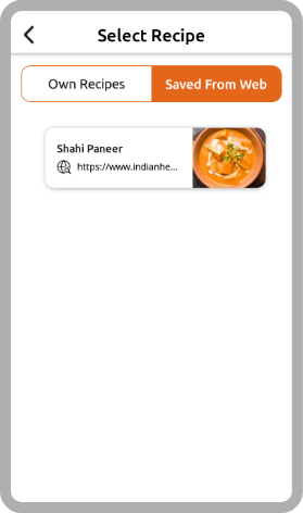 Select Recipes, Add Details, Share Recipe, Recipe post, Done