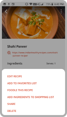 Click on the three dots for more options, Recipes, All meals, meal planning, make menu plan