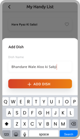 Add Dish Name, Dishes, Items, Recipes, Cooking
