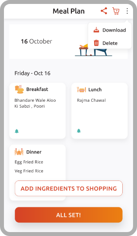 Save, Download, Share Meal Plan, Download Meal Plan