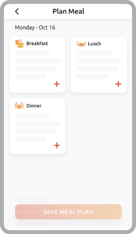 Select Breakfast, Lunch, Dinner meal box to plan, Meal Planning, Weekly Meal Planning