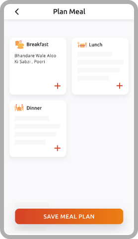 Select other meal box and repeat lunch and Dinner, Daily Meal Planning, Weekly Meal Planning