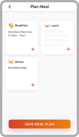 Save meal plan, Download Meal Plan, Share meal plan with family and friends